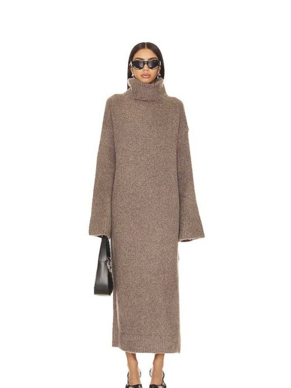 REVOLVE Brown Cozy Turtleneck Maxi Dress